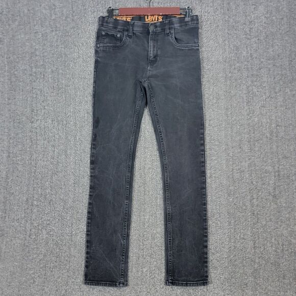 Levis 510 Jeans Boys 16 Regular 28x29* Black Skinny Elastic Adjustable Waist - Picture 1 of 13